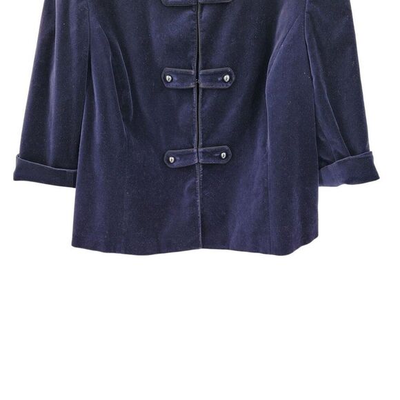 Alex Marie Womens Navy Blue Velour Band Blazer Jacket Sz 24W Military Velvet - Picture 6 of 10